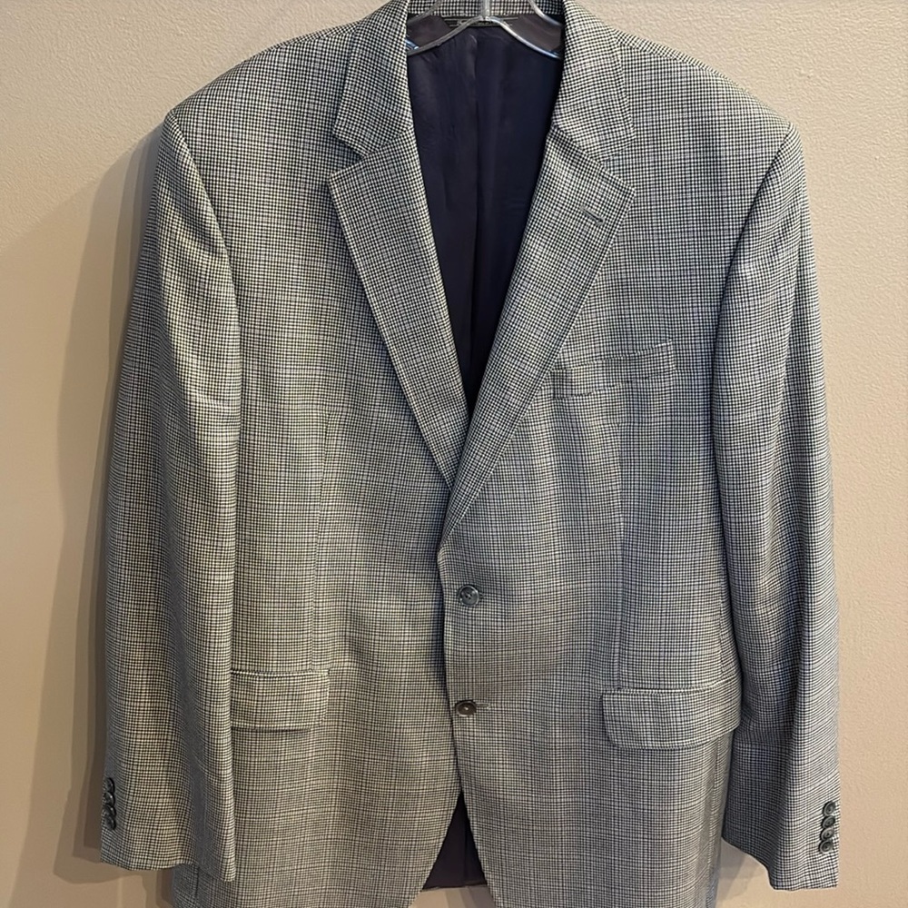 JACK VICTOR for MARK SHALE men’s wool silk blazer jacket mini houndstooth 46L